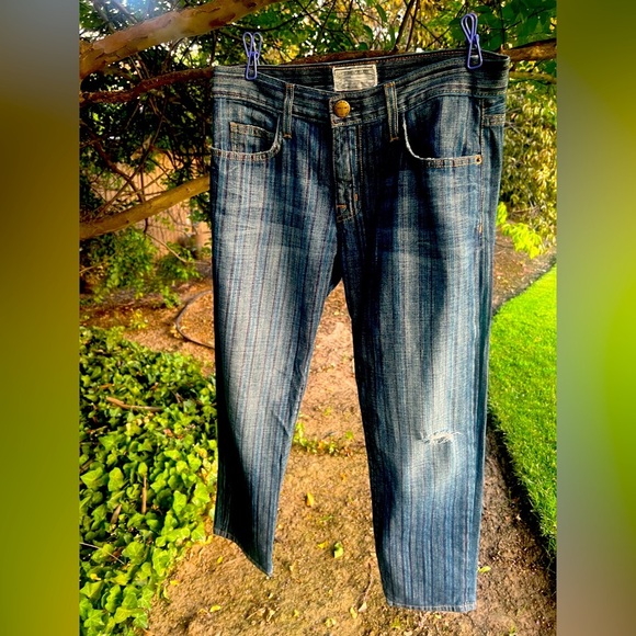 Current/Elliott Striped Blue Ankle Jeans ๐ - Picture 4 of 8